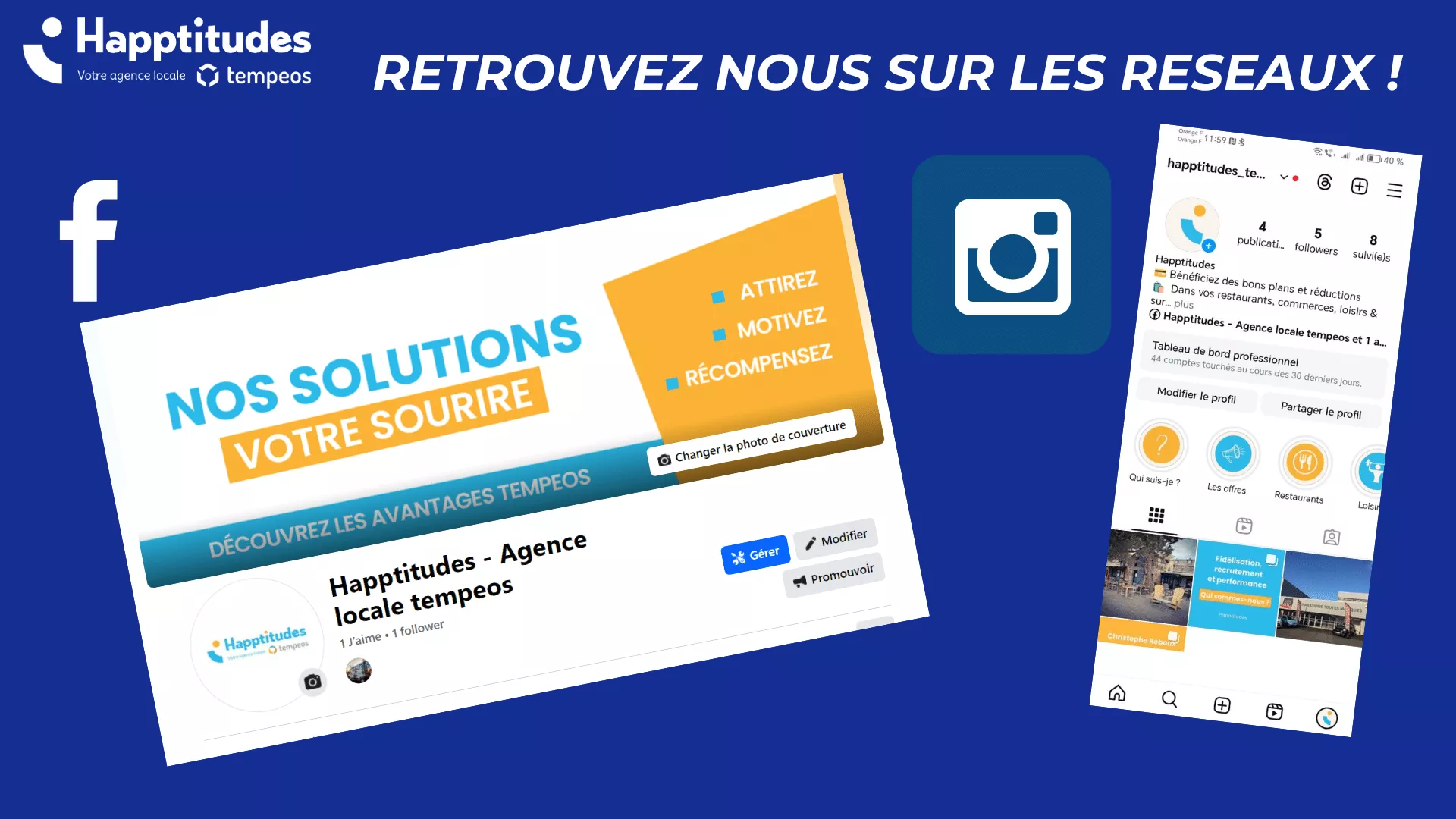 Happ’titudes Services, votre agence locale tempeos est maintenant sur Facebook et Instagram !